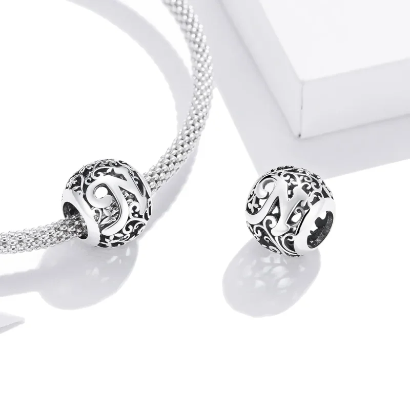 (immagine per) Charm tipo Pandora Openwork Fiore Lettera N - SCC1444-N - Visualizza 4