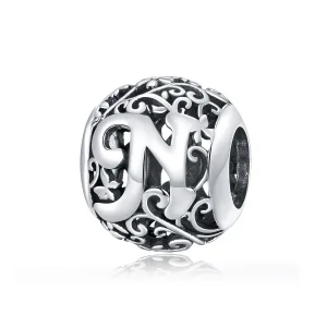 (immagine per) Charm tipo Pandora Openwork Fiore Lettera N - SCC1444-N