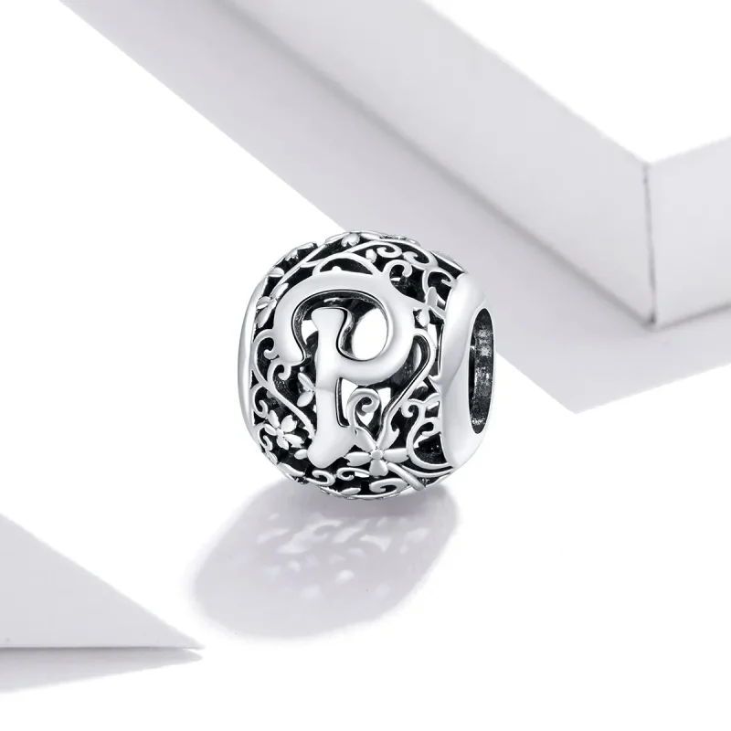(immagine per) Charm tipo Pandora Openwork Fiore Lettera P - SCC1444-P - Visualizza 2