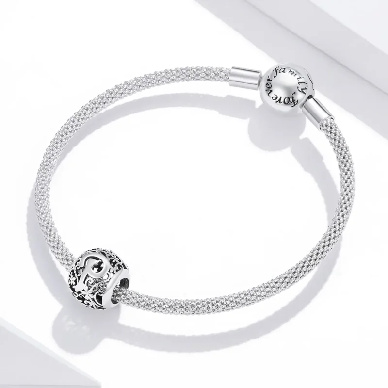 (immagine per) Charm tipo Pandora Openwork Fiore Lettera P - SCC1444-P - Visualizza 3