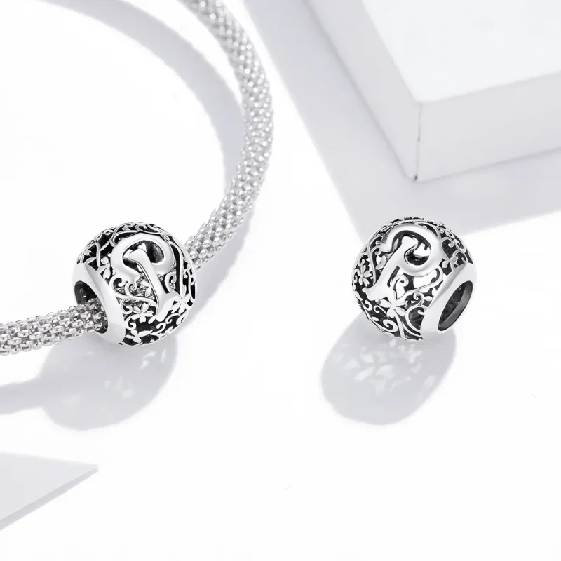 (immagine per) Charm tipo Pandora Openwork Fiore Lettera P - SCC1444-P - Visualizza 4