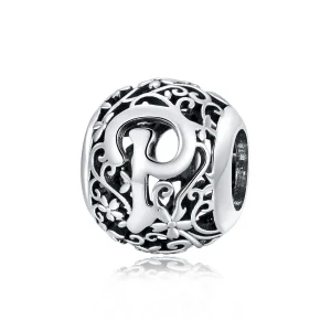 (immagine per) Charm tipo Pandora Openwork Fiore Lettera P - SCC1444-P