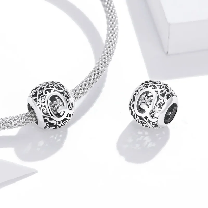 (immagine per) Charm tipo Pandora Openwork Fiore Lettera Q - SCC1444-Q - Visualizza 4