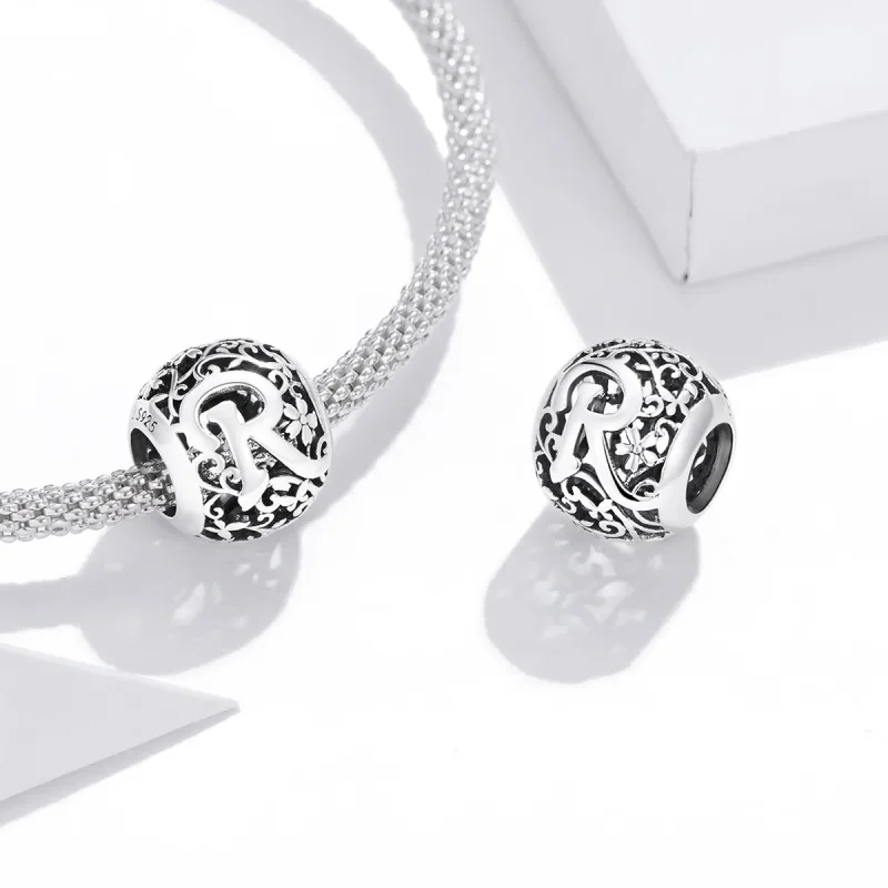 (immagine per) Charm tipo Pandora Openwork Fiore Lettera R - SCC1444-R - Visualizza 4