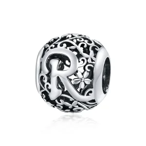 (immagine per) Charm tipo Pandora Openwork Fiore Lettera R - SCC1444-R