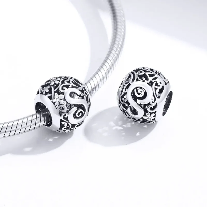 (immagine per) Charm tipo Pandora Openwork Fiore Lettera S - SCC1444-S - Visualizza 4