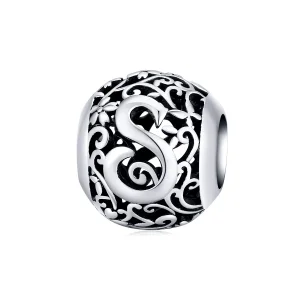 (immagine per) Charm tipo Pandora Openwork Fiore Lettera S - SCC1444-S