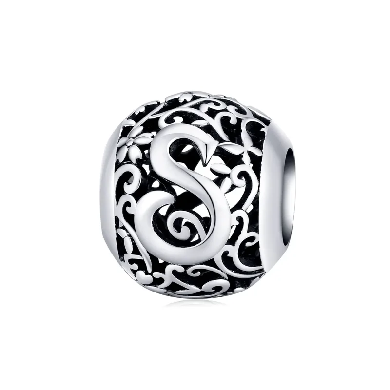 (immagine per) Charm tipo Pandora Openwork Fiore Lettera S - SCC1444-S