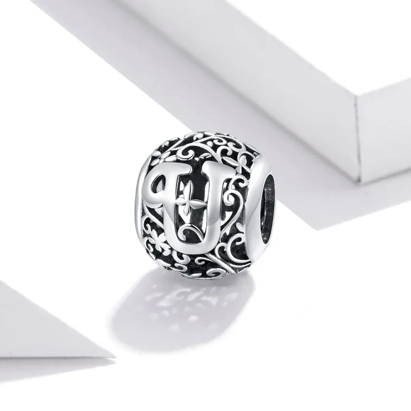 (immagine per) Charm tipo Pandora Openwork Fiore Lettera U - SCC1444-U - Visualizza 2