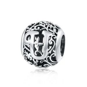 (immagine per) Charm tipo Pandora Openwork Fiore Lettera U - SCC1444-U