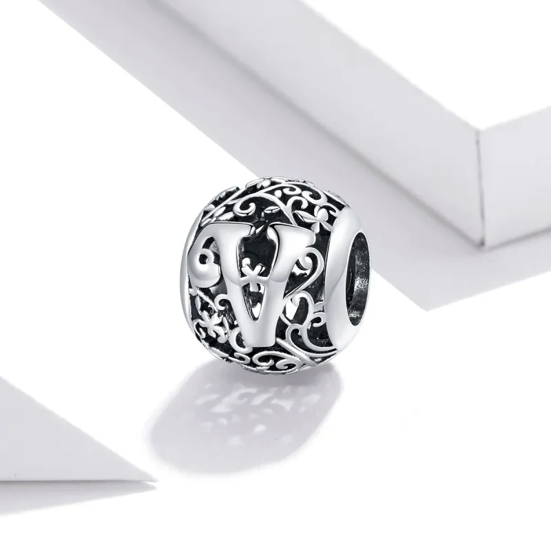(immagine per) Charm tipo Pandora Openwork Fiore Lettera V - SCC1444-V - Visualizza 2