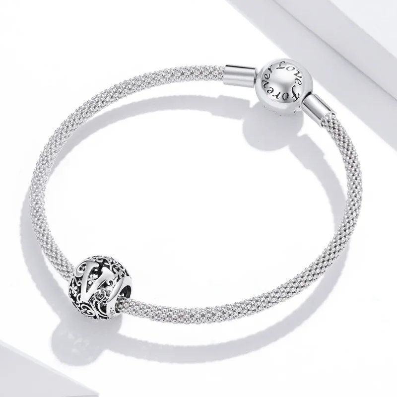 (immagine per) Charm tipo Pandora Openwork Fiore Lettera V - SCC1444-V - Visualizza 3