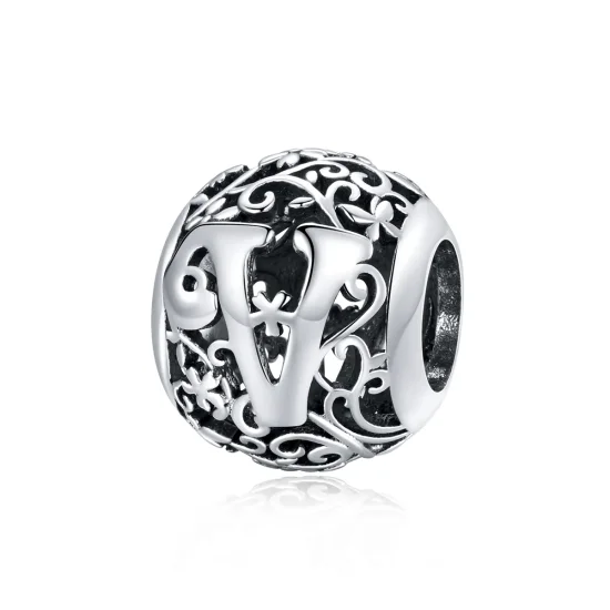(immagine per) Charm tipo Pandora Openwork Fiore Lettera V - SCC1444-V