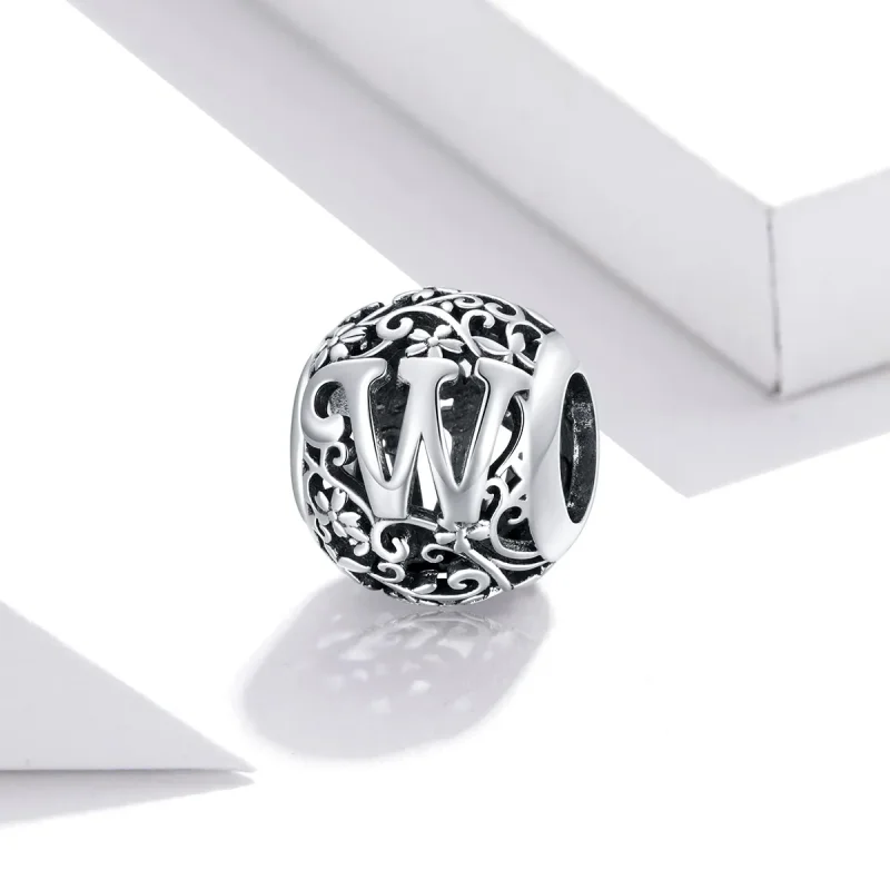 (immagine per) Charm tipo Pandora Openwork Fiore Lettera W - SCC1444-W - Visualizza 2