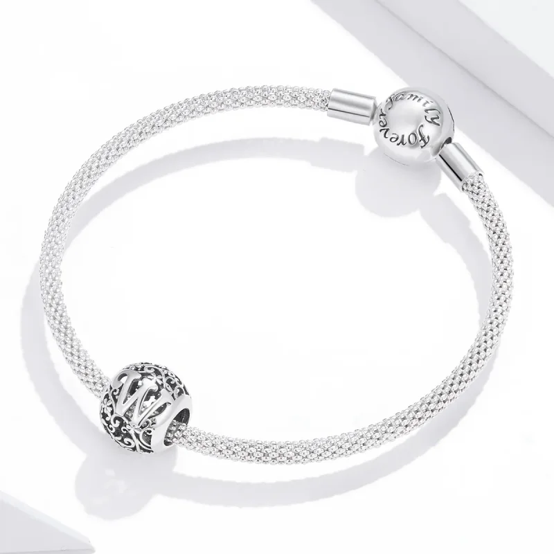 (immagine per) Charm tipo Pandora Openwork Fiore Lettera W - SCC1444-W - Visualizza 3