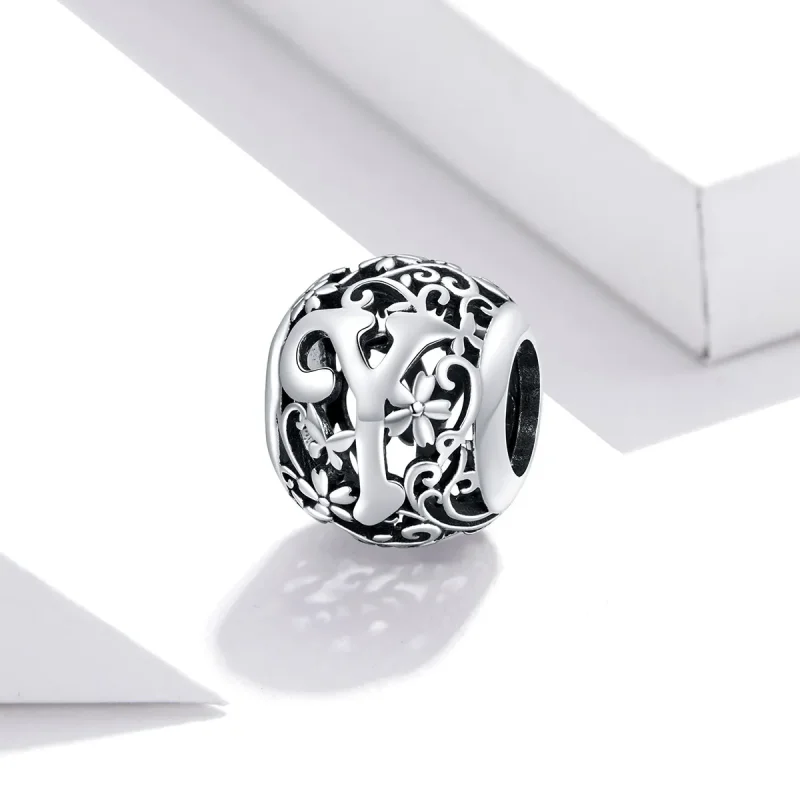 (immagine per) Charm tipo Pandora Openwork Fiore Lettera Y - SCC1444-Y - Visualizza 2