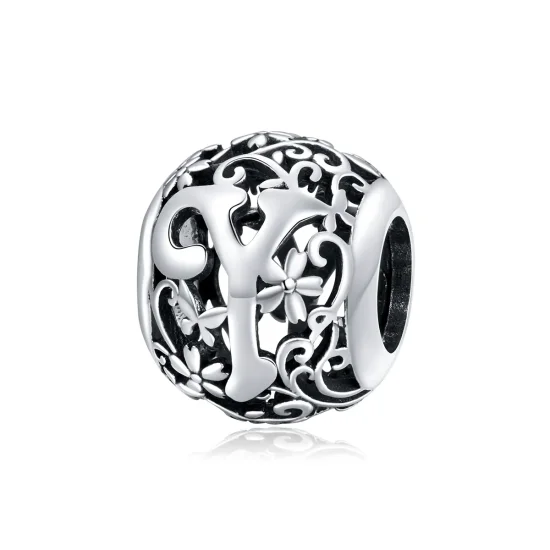 (immagine per) Charm tipo Pandora Openwork Fiore Lettera Y - SCC1444-Y