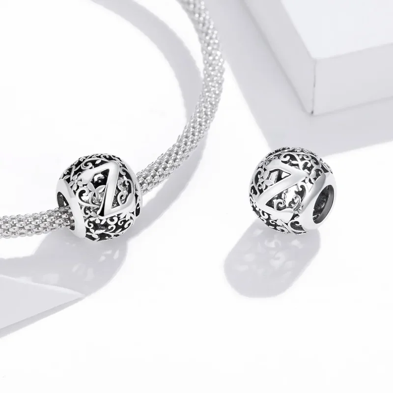 (immagine per) Charm tipo Pandora Openwork Fiore Lettera Z - SCC1444-Z - Visualizza 4