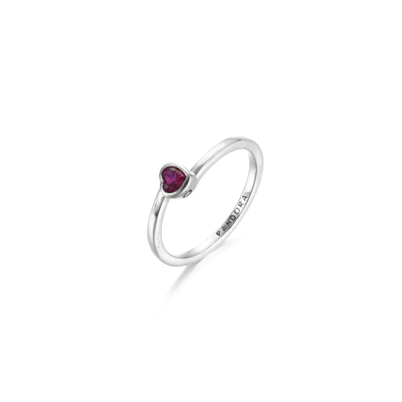 (immagine per) Anello PANDORA Cuore Inclinato Rosso - 199267C01 - Visualizza 3