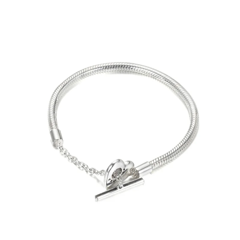 (immagine per) Bracciale PANDORA con Chiusura a T e Cuore - 599285C00 - Visualizza 3