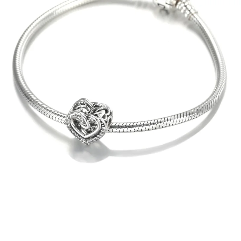 (immagine per) Charm PANDORA Cuori Intrecciati con Pietre - 799270C01 - Visualizza 5