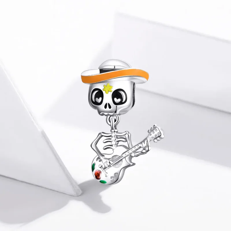 (immagine per) Charm tipo Pandora Chitarra Skull Man - BSC327 - Visualizza 2