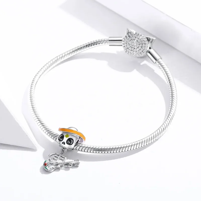(immagine per) Charm tipo Pandora Chitarra Skull Man - BSC327 - Visualizza 3
