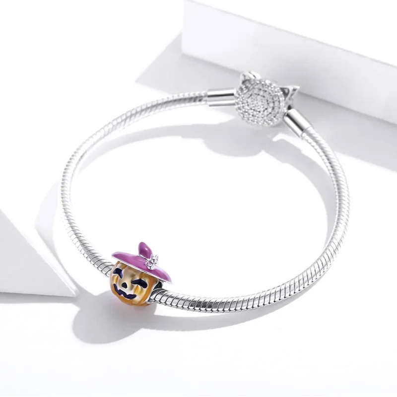 (immagine per) Charm tipo Pandora Zucche di Halloween - BSC329 - Visualizza 3