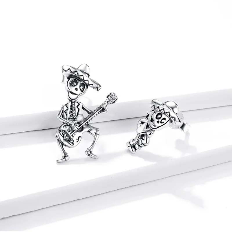 (immagine per) Orecchini a Lobo tipo Pandora Chitarra Skull Man - BSE420 - Visualizza 2