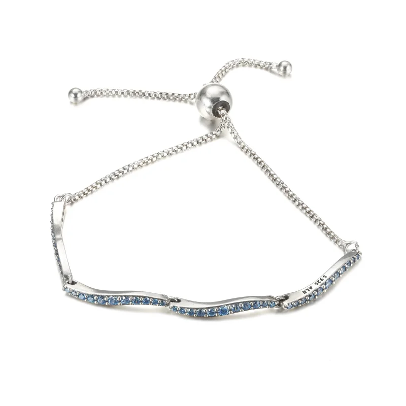 (immagine per) Bracciale Pandora Dispositivo di scorrimento ondulato blu - 599436C01 - Visualizza 2