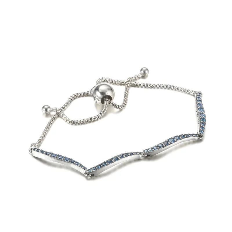 (immagine per) Bracciale Pandora Dispositivo di scorrimento ondulato blu - 599436C01 - Visualizza 4