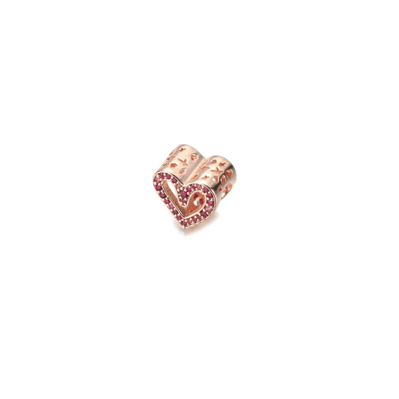 (immagine per) Charm Pandora cuore a mano libera rosa rubino scintillante - 788692C02 - Visualizza 2