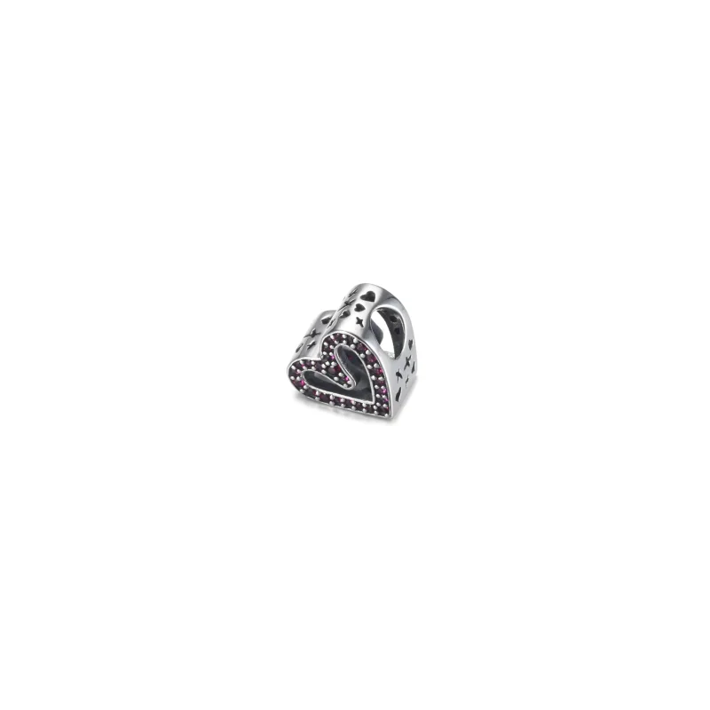 (immagine per) Charm Pandora Cuore rosso rubino scintillante a mano libera - 798692C02 - Visualizza 2