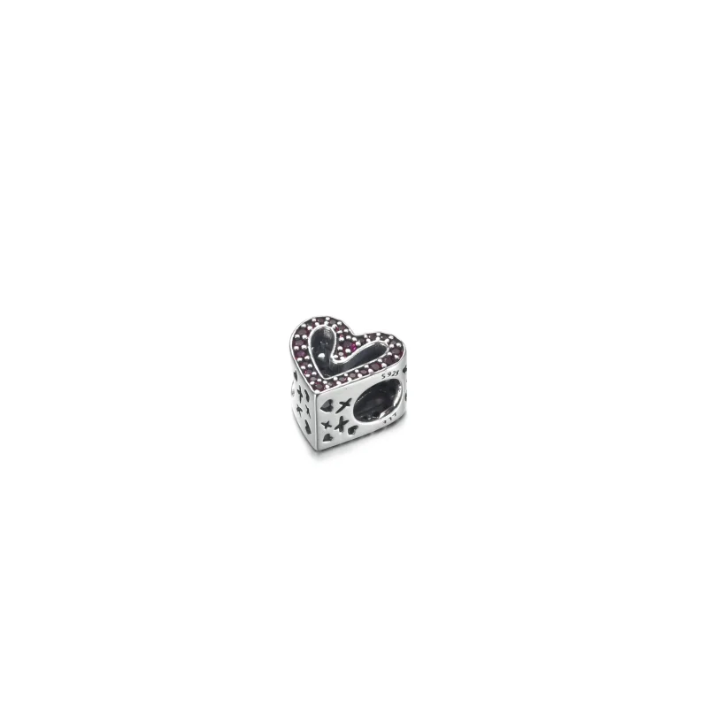 (immagine per) Charm Pandora Cuore rosso rubino scintillante a mano libera - 798692C02 - Visualizza 4