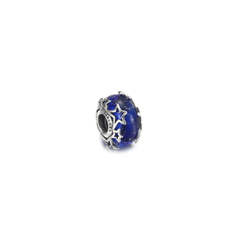 (immagine per) Charm PANDORA Vetro di Murano Blu con Stelle - 790015C00 - Visualizza 3