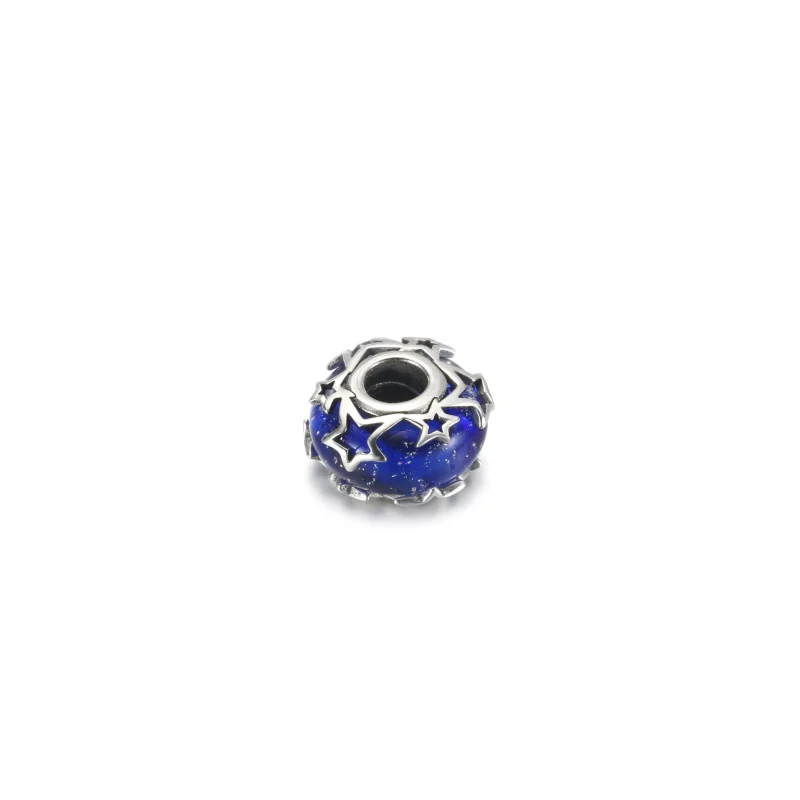 (immagine per) Charm PANDORA Vetro di Murano Blu con Stelle - 790015C00 - Visualizza 4