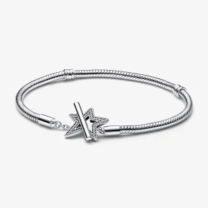 Braccialetto a catena serpente con pendente a stella asimmetrica e chiusura a T - Pandora Moments - 592357C01 (immagine per) Braccialetto a catena serpente con pendente a stella asimmetrica e chiusura a T - Pandora Moments - 592357C01