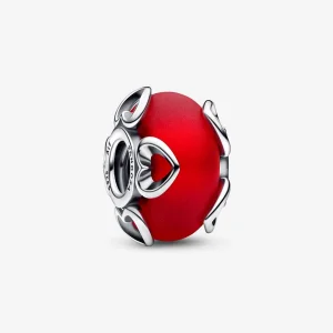(immagine per) PANDORA Ciondolo in vetro di Murano rosso opaco e cuori - 792497C01