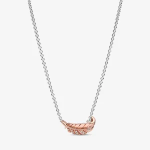 (immagine per) PANDORA Collana Collier a Piuma Curva Galleggiante Bicolore - 382575C01-45