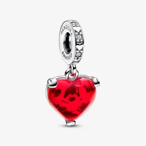 (immagine per) PANDORA Disney Topolino e Minnie Bacio Ciondolo Dangle in vetro di Murano rosso - 792522C01