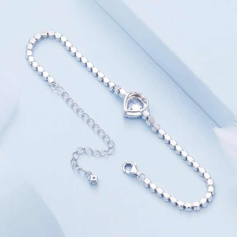(immagine per) Braccialetto da tennis a forma di cuore in stile Pandora - BSB098 - Visualizza 4