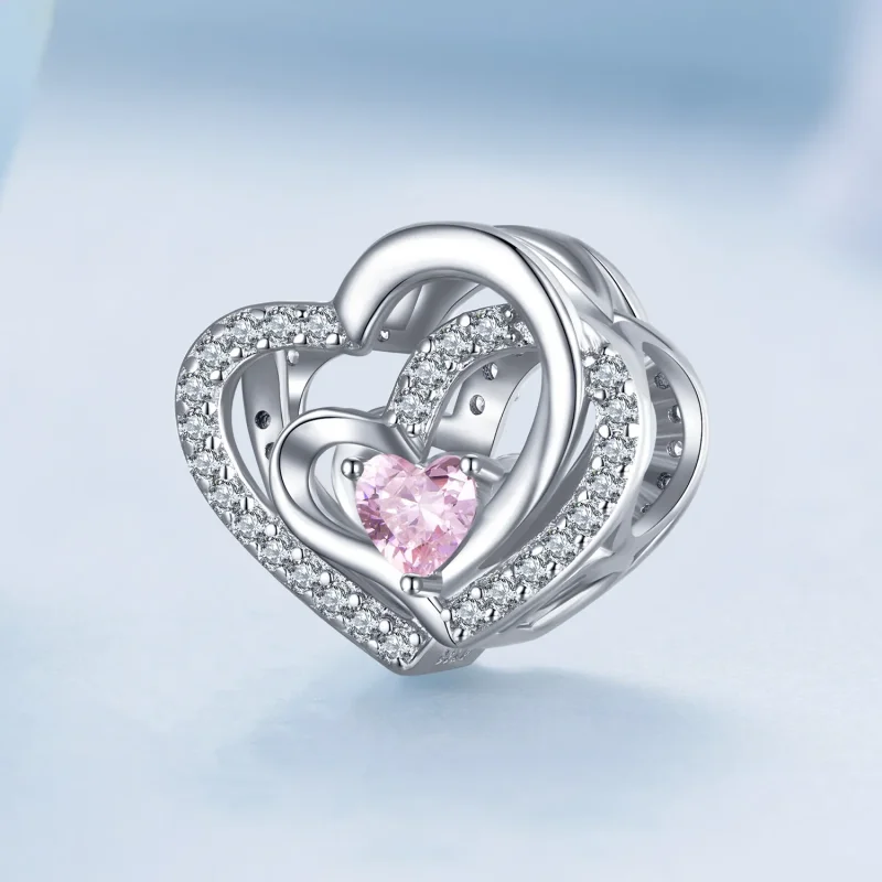 (immagine per) Charm a doppio cuore in stile Pandora - BSC695 - Visualizza 2