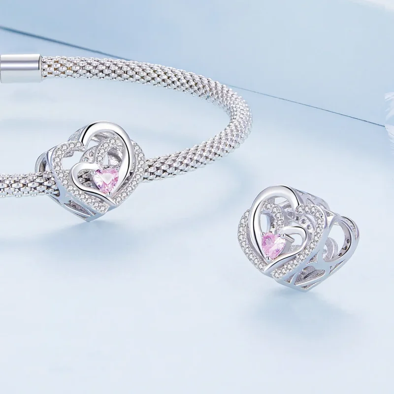 (immagine per) Charm a doppio cuore in stile Pandora - BSC695 - Visualizza 4