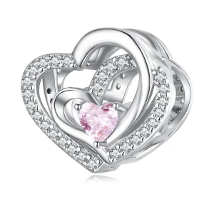 Charm a doppio cuore in stile Pandora - BSC695 (immagine per) Charm a doppio cuore in stile Pandora - BSC695