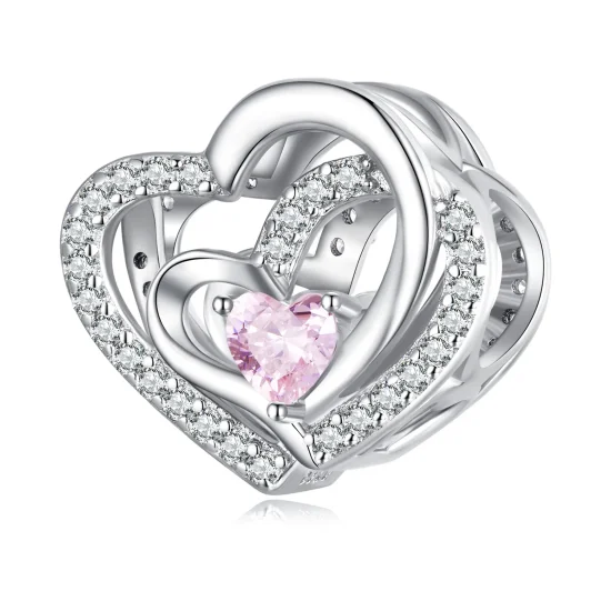 (immagine per) Charm a doppio cuore in stile Pandora - BSC695