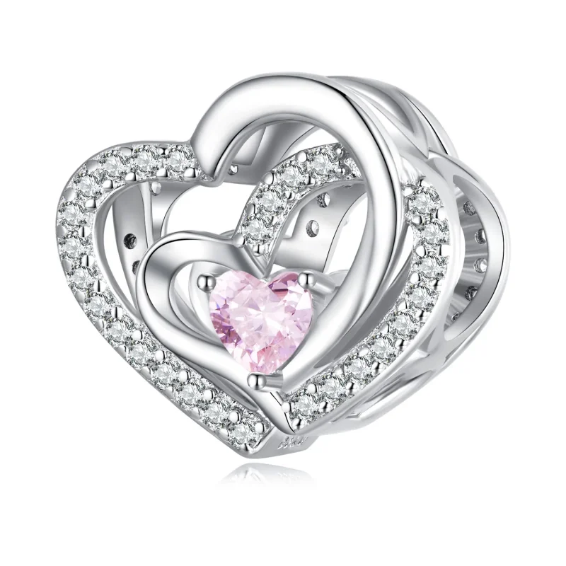 (immagine per) Charm a doppio cuore in stile Pandora - BSC695