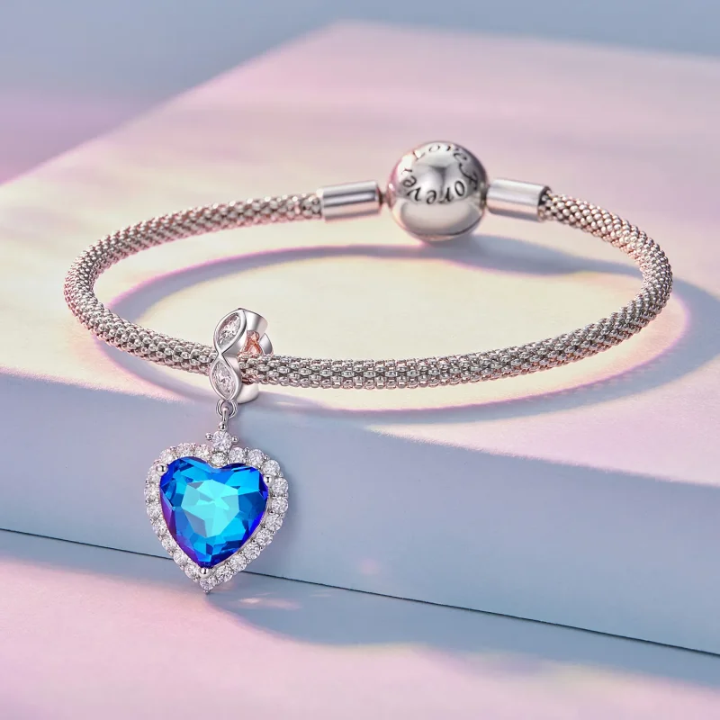 (immagine per) Charm a forma di cuore blu stile Pandora - BSC775 - Visualizza 3