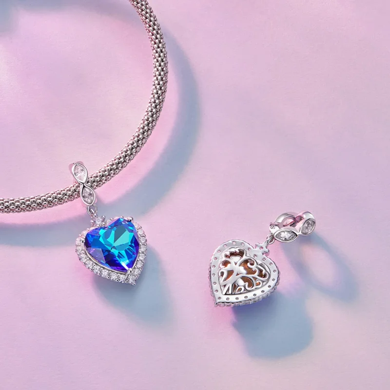 (immagine per) Charm a forma di cuore blu stile Pandora - BSC775 - Visualizza 4