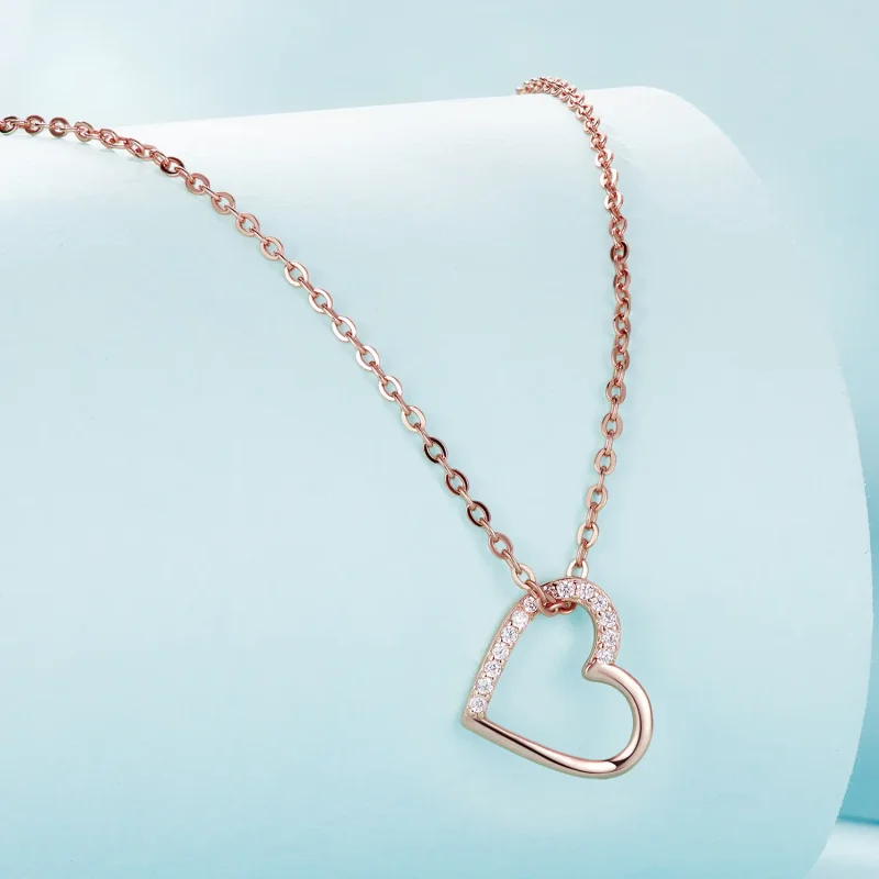 (immagine per) Collana a cuore in stile Pandora color oro rosa - SCN347-C - Visualizza 3