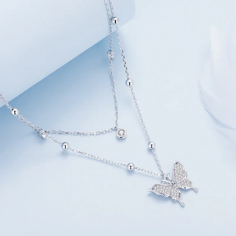 (immagine per) Collana a doppia catena di stile Pandora - BSN308 - Visualizza 2